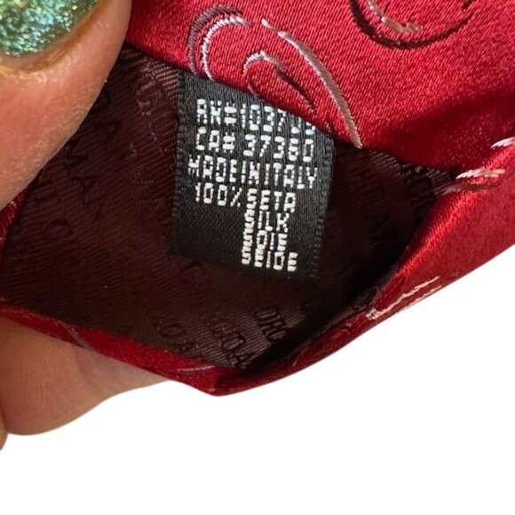 Giorgio Armani Mens Red Paisley Silk Tie Made In Italy - Picture 7 of 9